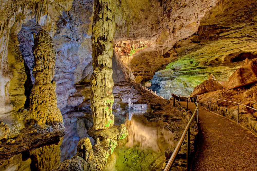 Columns in spring-fed pool of Carlsbad Caverns National Park