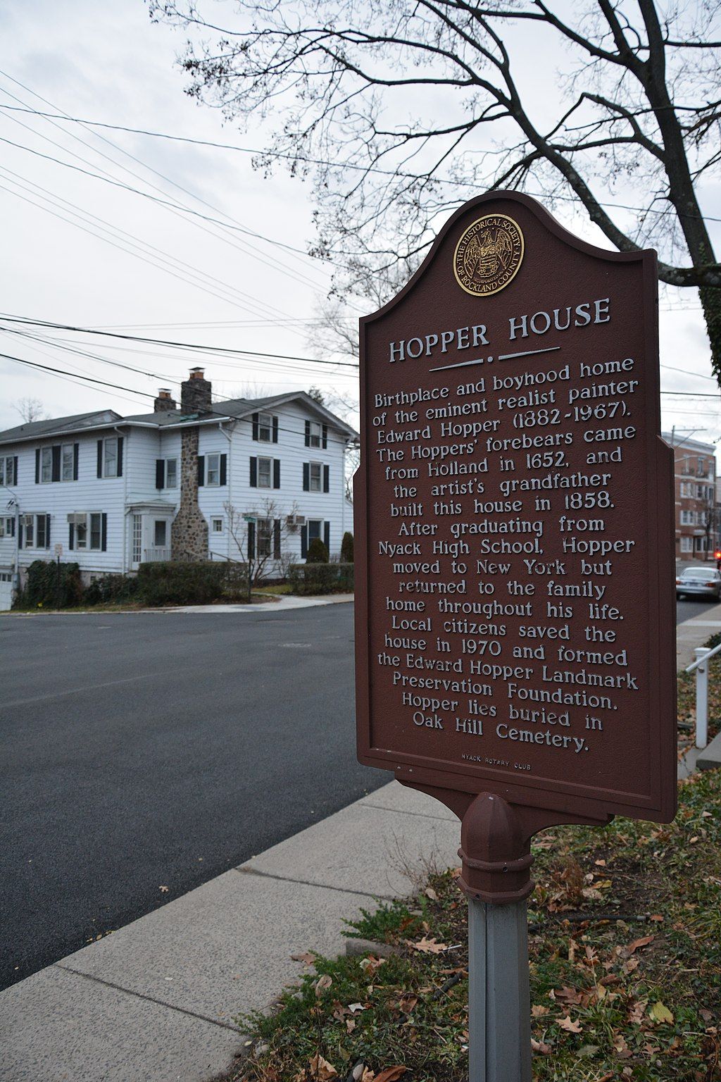 Historical marker of Edward Hopper House