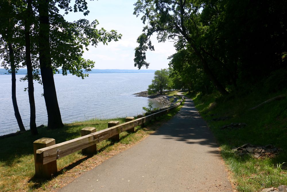 A trail at Nyack Beach State Park