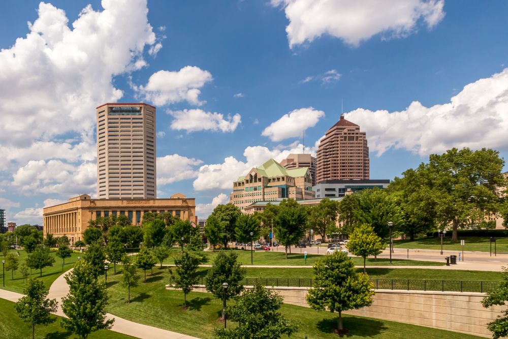The grounds of Battelle Riverfront Park