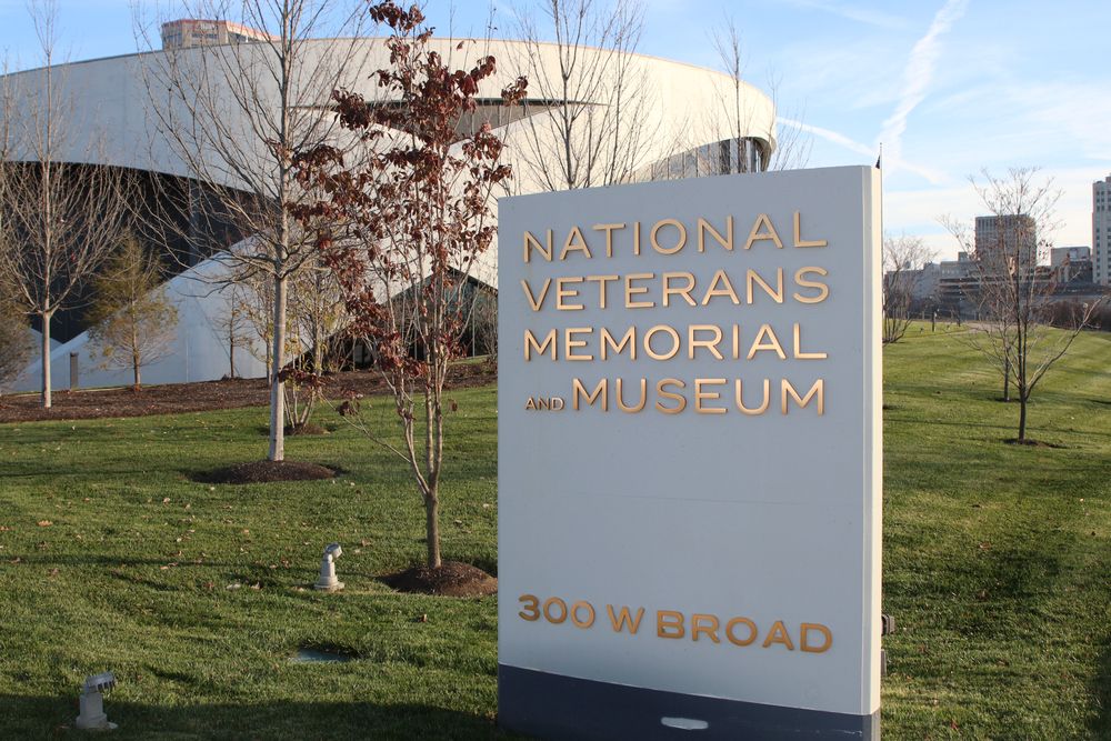 Welcome sign of the National Veterans Memorial and Museum