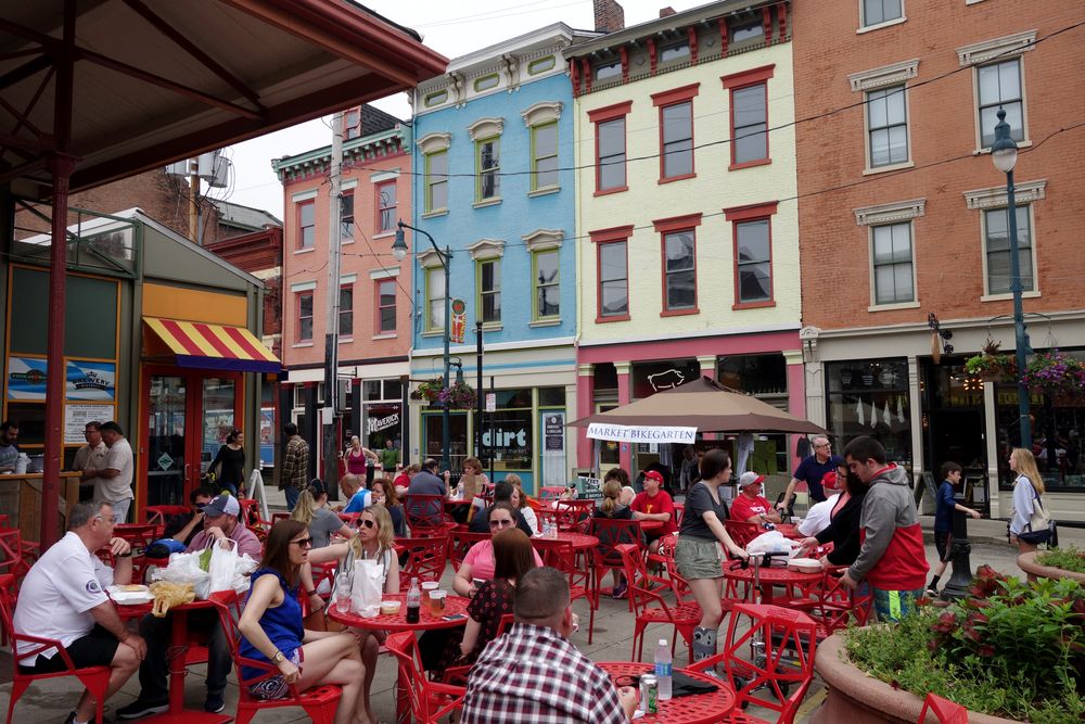 Outdoor dining at Over-the-Rhine district