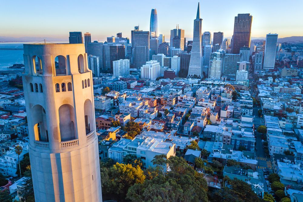 Aerial view of Coit Tower