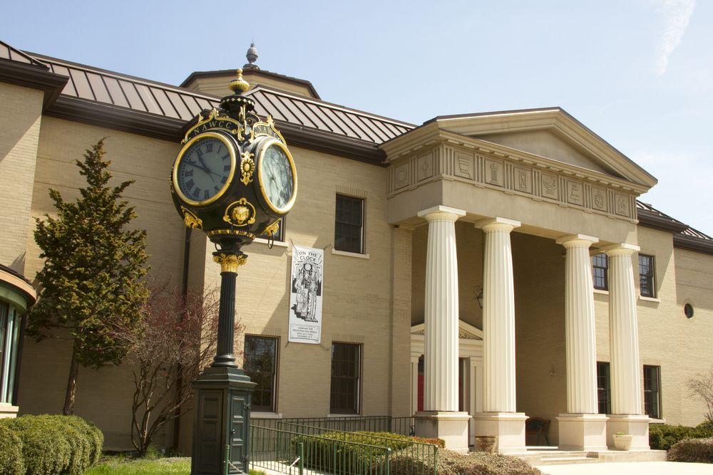A clock on the grounds of National Watch and Clock Museum