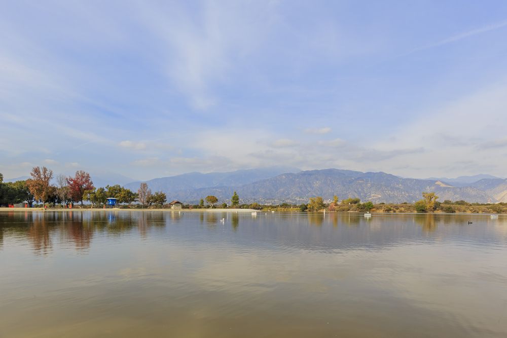 The waters of Santa Fe Dam Recreational Dam