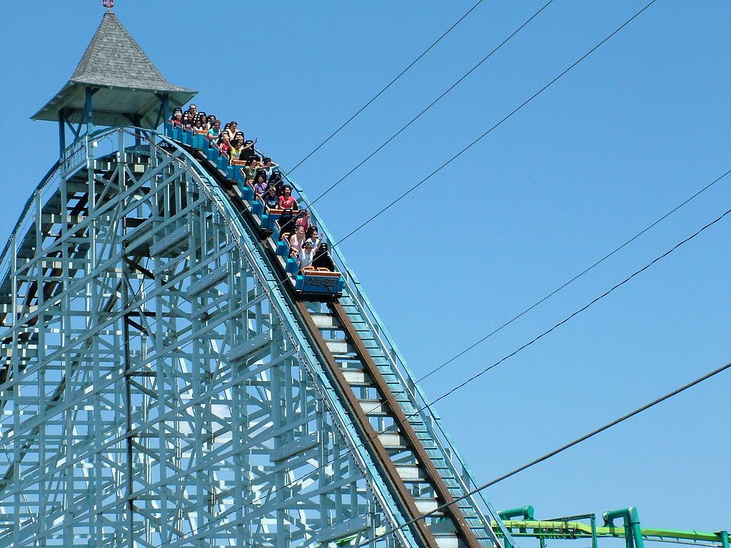People on the Blue Streak Roller Coaster