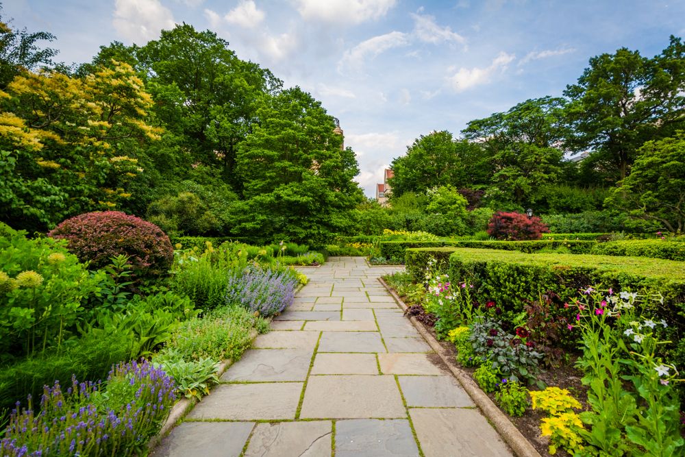 Trail lined with plants at Conservatory Garden