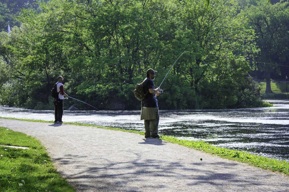 Men fishing at Harlem Meer