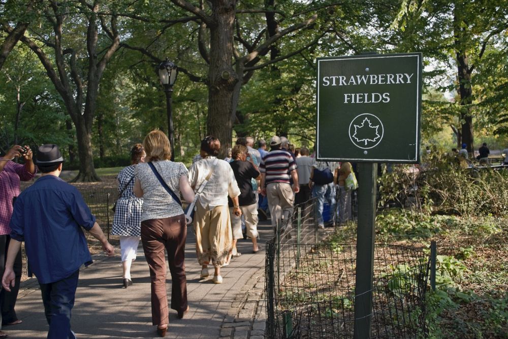 People entering Strawberry Fields