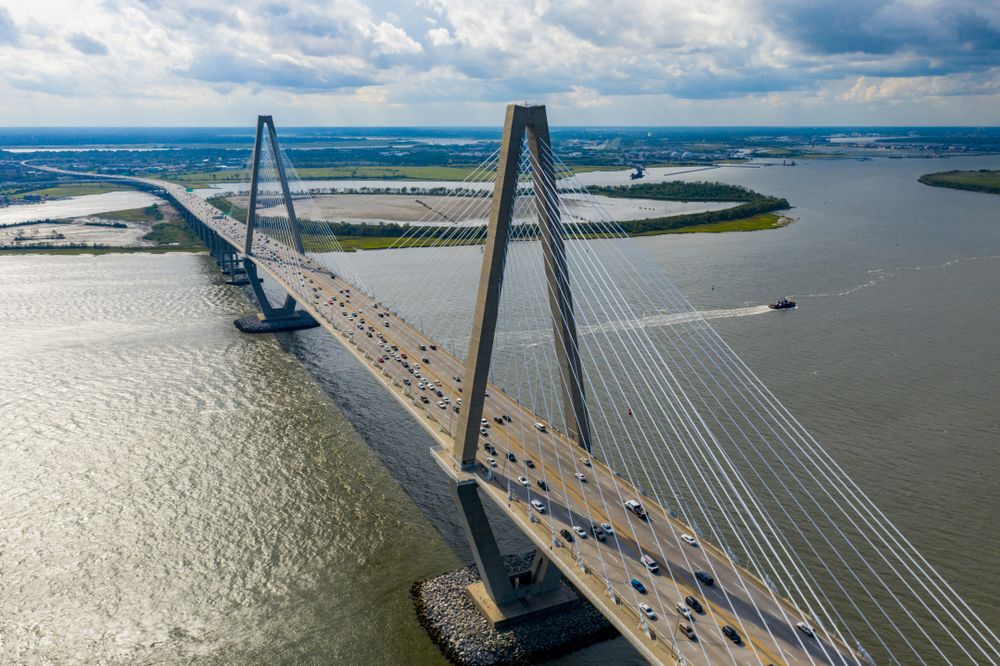 Aerial view of Arthur Ravenel Jr. Bridge