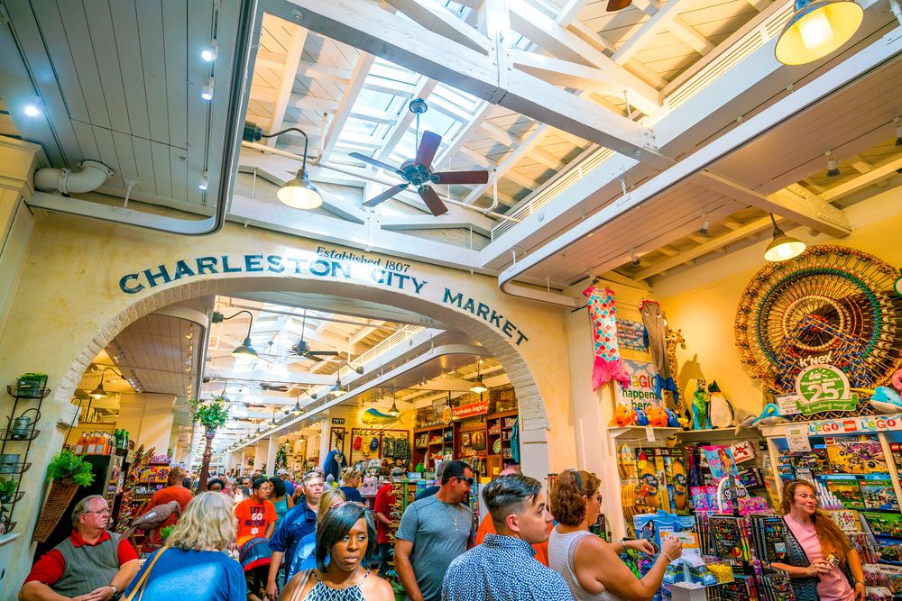 People shopping in Charleston City Market