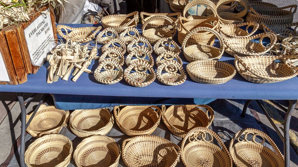 Handmade baskets for sale in Charleston City Market