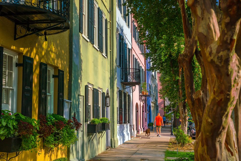 Daytime view of Rainbow Row