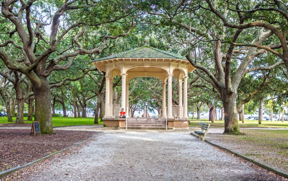 A gazebo at White Point Garden