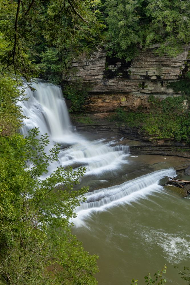 Aerial view of a waterfall at Cummins Falls State Park