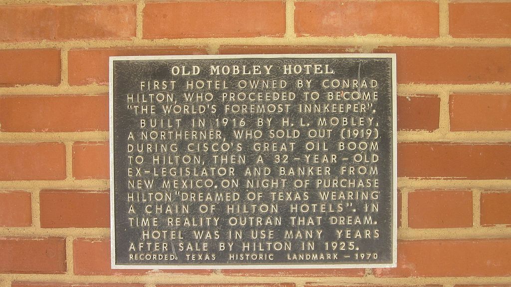 History plaque of the Mobley Hotel