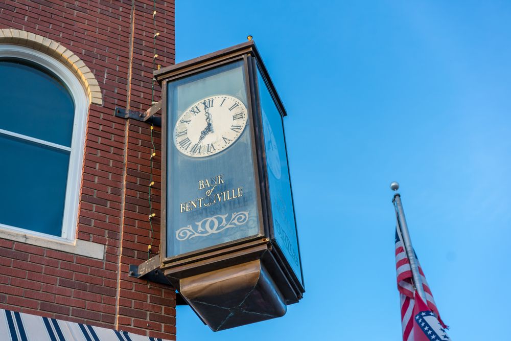 Building clock of Bentonville Downtown Square