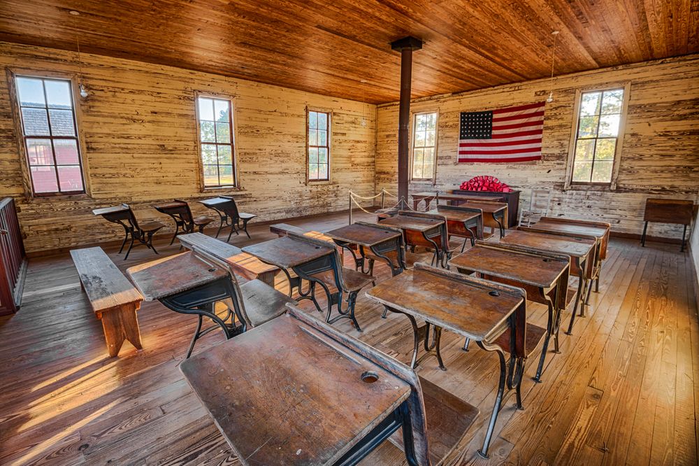Interior of Landmark Park's schoolhouse