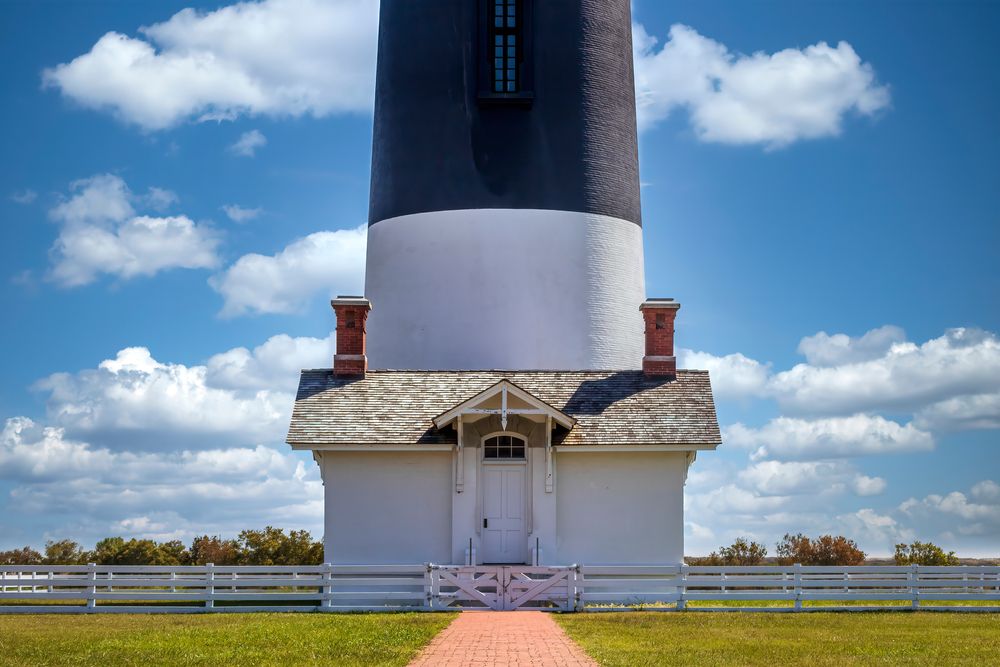 The base of Bodie Island Lighthouse