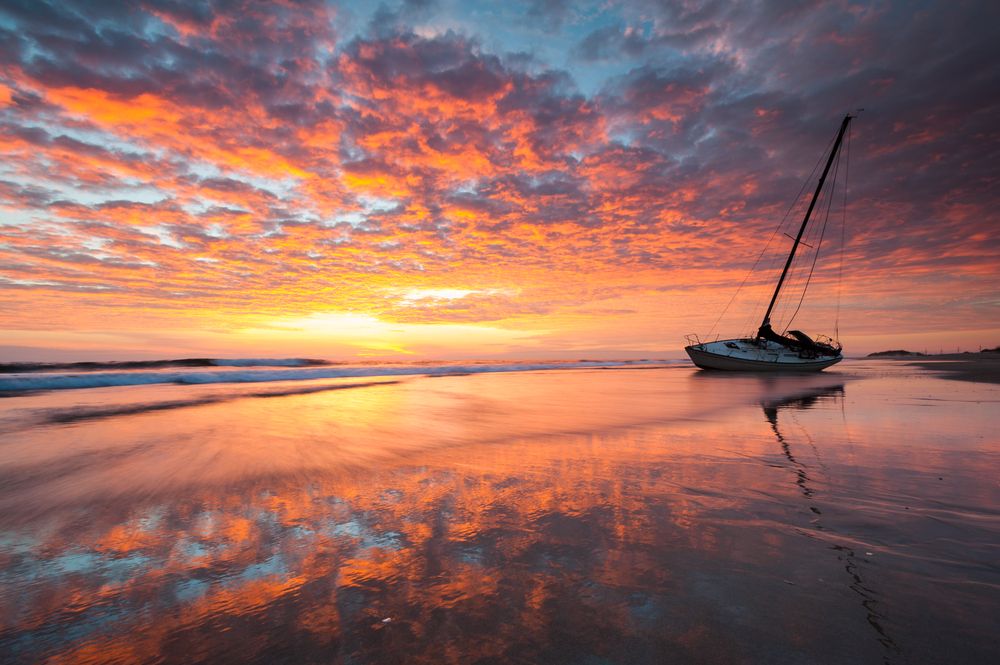 Sunset reflecting on the waters of Cape Hatteras National Seashore