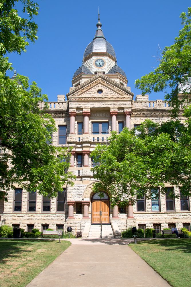 Front view of Denton County Courthouse