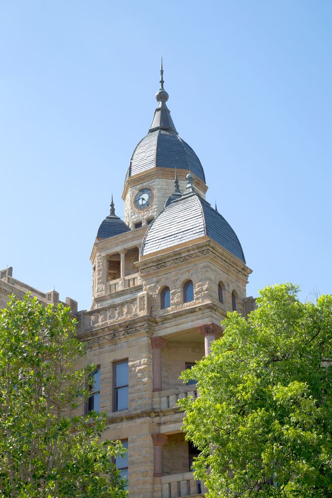 Clock tower of Denton County Courthouse