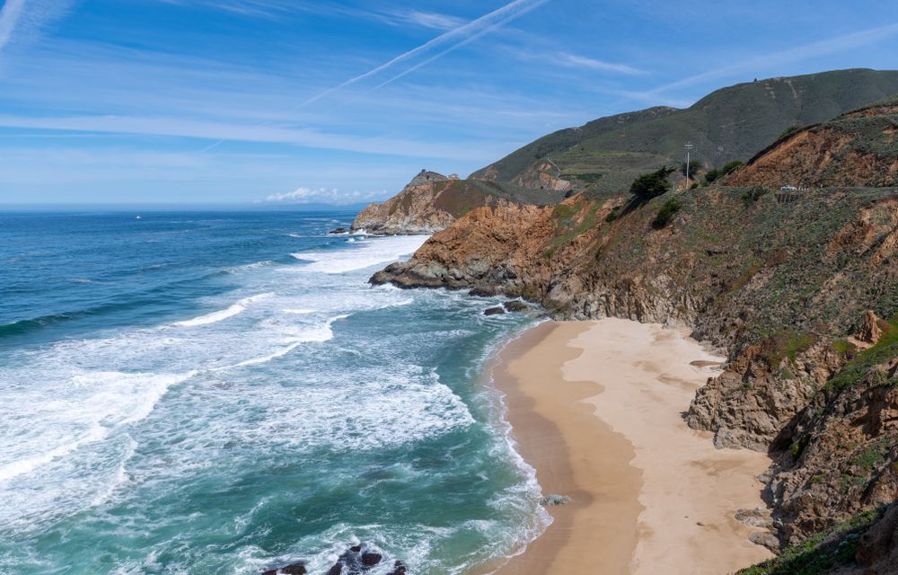 Aerial view of Gray Whale Cove State Beach