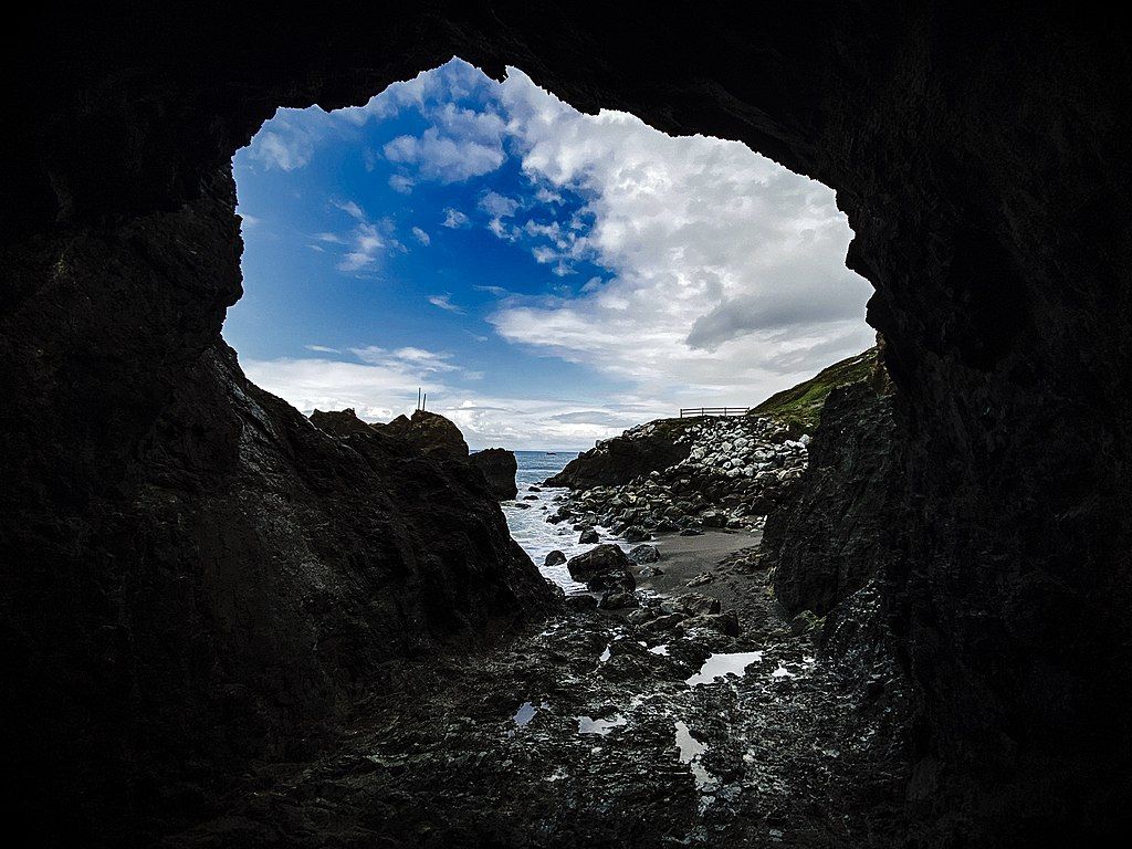 Inside a cave at Mussel Rock Park