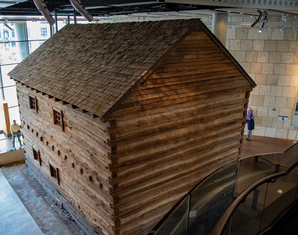 Log slave pen in National Underground Railroad Freedom Center