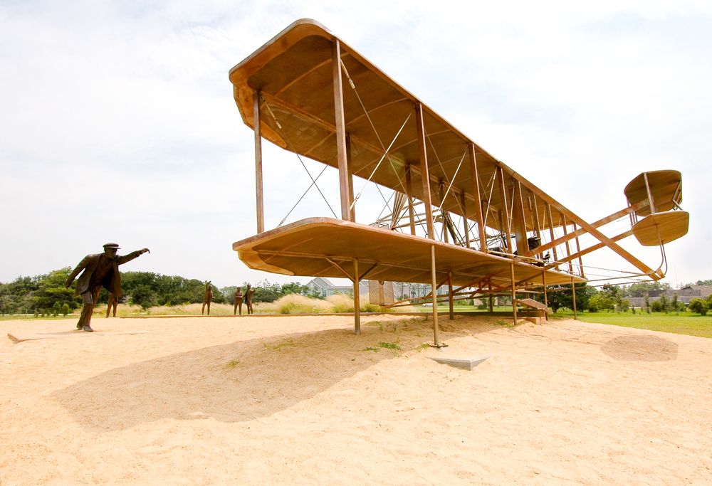 Aircraft on the grounds of Wright Brothers National Memorial