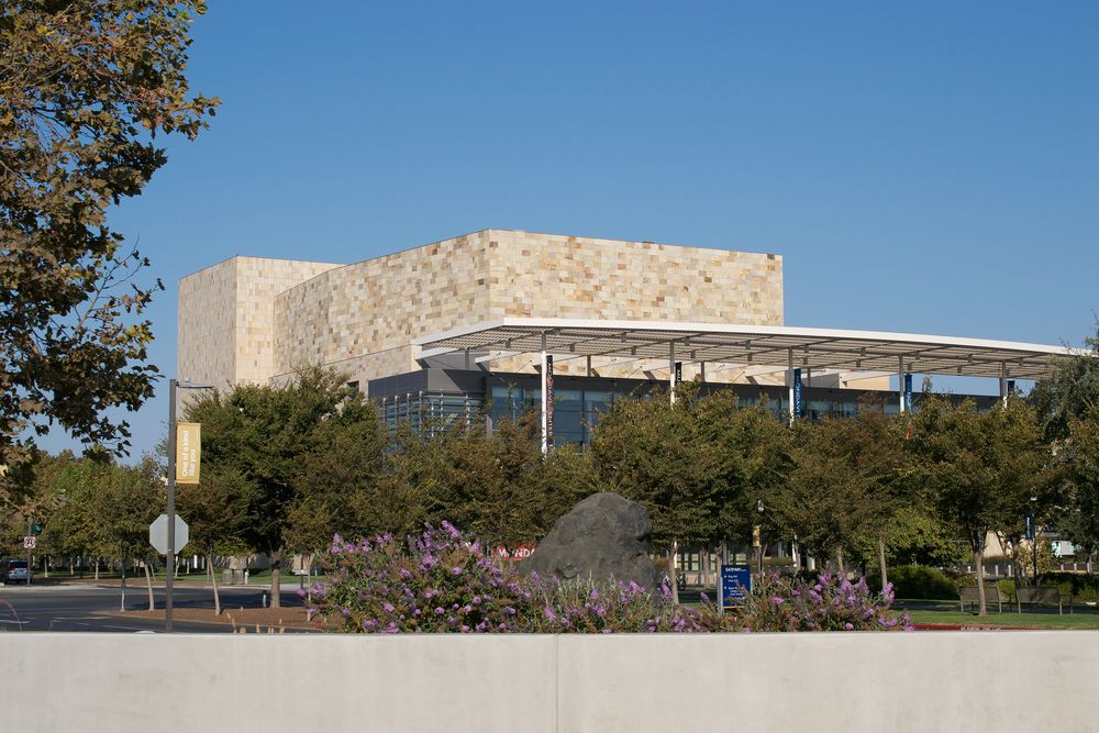Daytime view of Robert and Margrit Mondavi Center for the Performing Arts