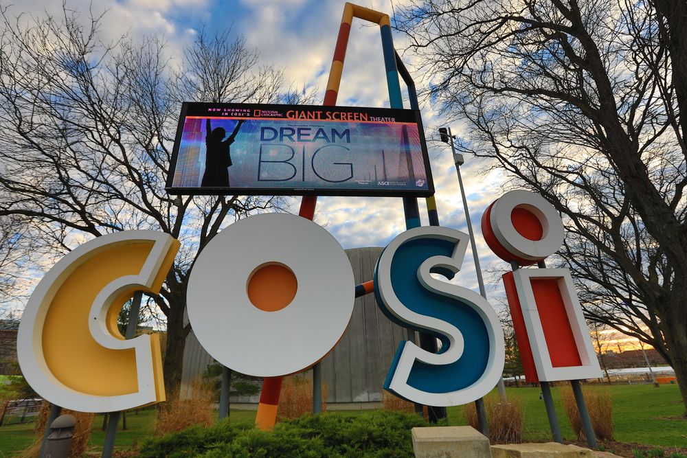 Colorful signage of Center of Science and Industry