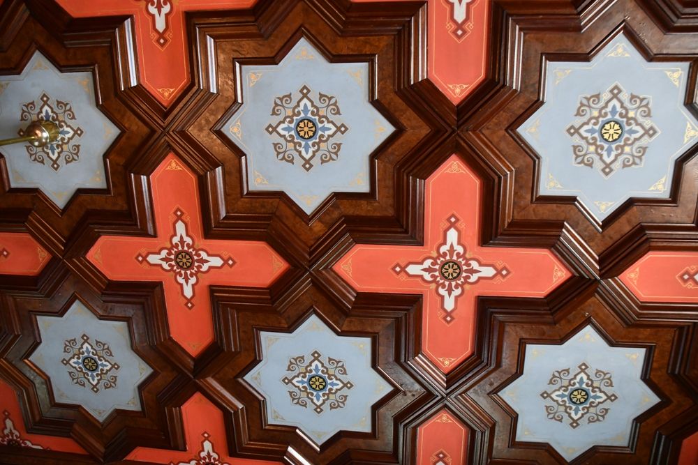 Ceiling details inside the Lockwood-Mathews Mansion Museum