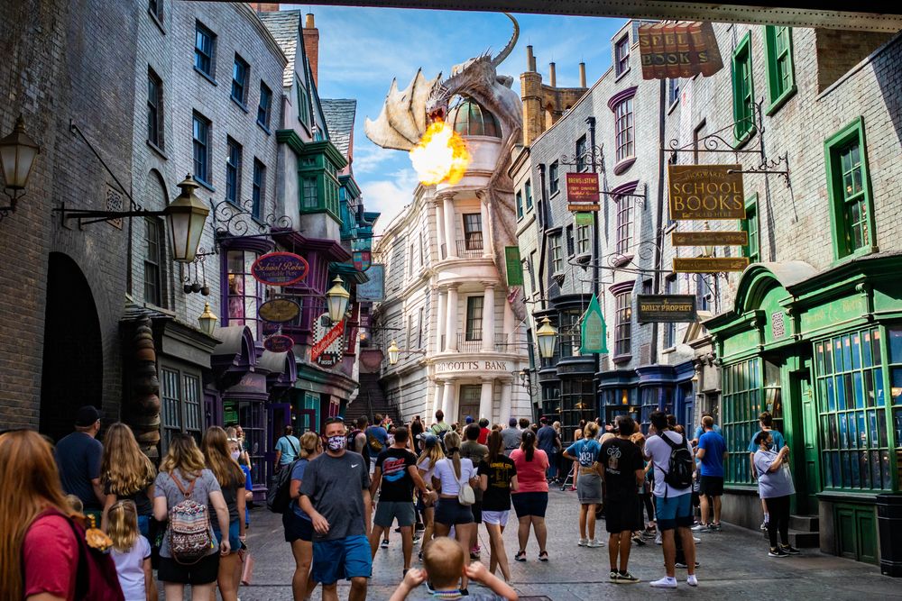 People at Wizarding World of Harry Potter at Universal Studios Orlando
