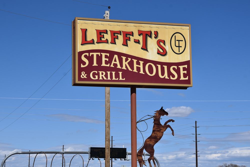 Signage of Leff-T’s Steakhouse and Grill