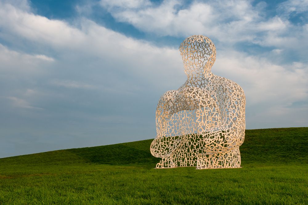 Stainless steel sculpture at Pappajohn Sculpture Park