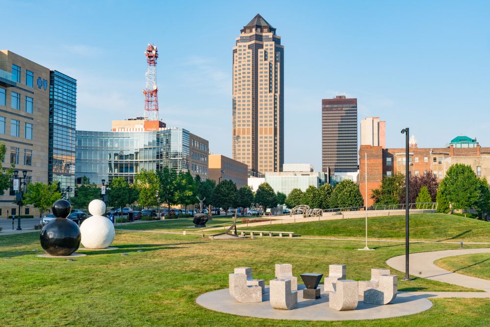 The grounds of Pappajohn Sculpture Park
