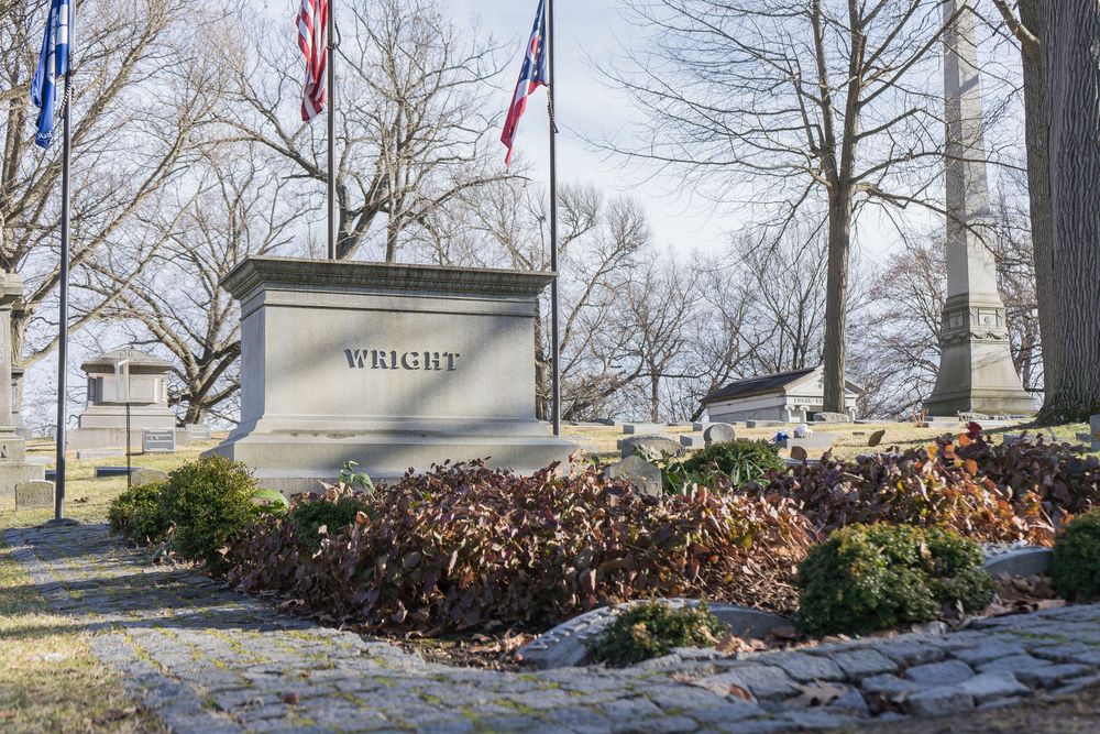 Wright Brothers gravesite at Woodland Cemetery and Arboretum