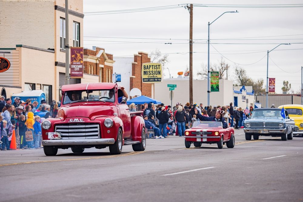 A parade at Stockyards City
