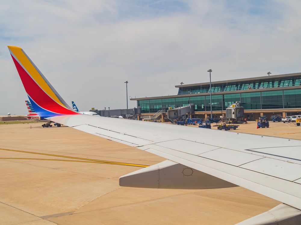 An aircraft outside Will Rogers World Airport