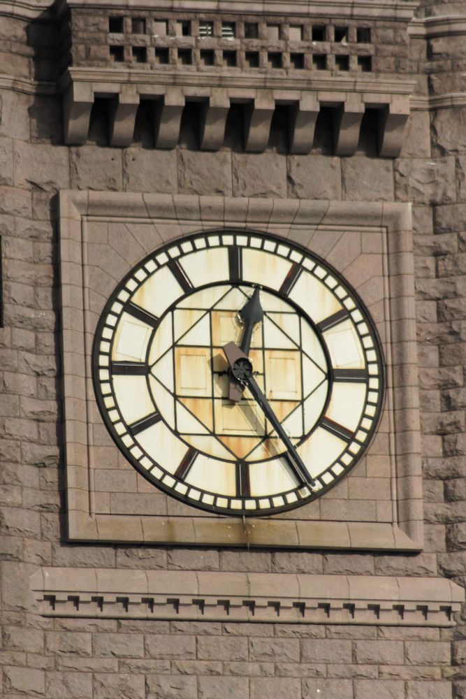 Closer view of the City Halls' Clock Tower