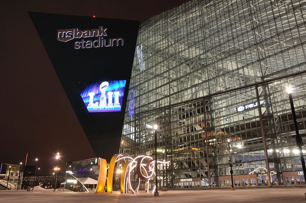 View of the US Bank Stadium during night time