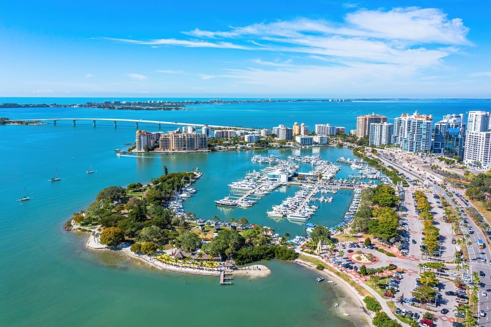 Aerial view of Sarasota Bayfront Park