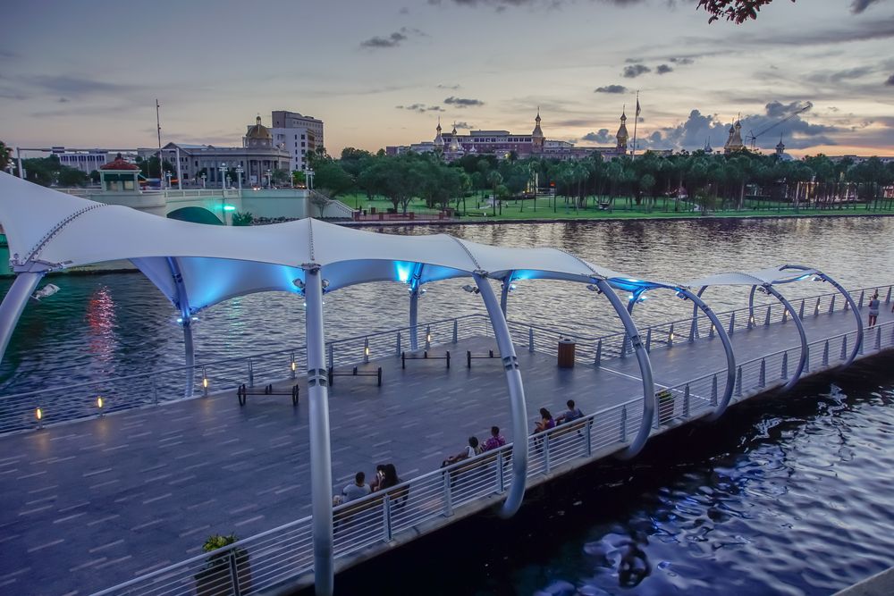 Aerial view of the Tampa Riverwalk