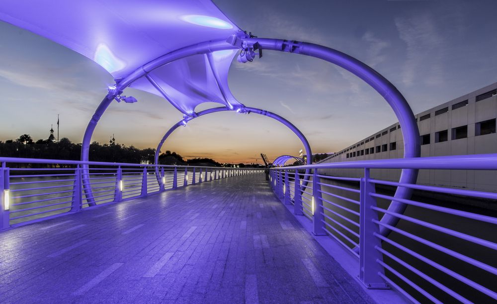 Color-changing lights at Tampa Riverwalk