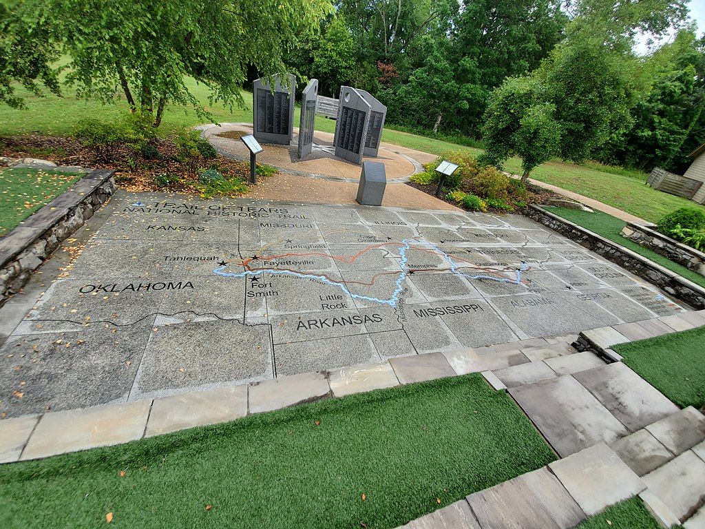The map of Cherokee Removal Memorial Park
