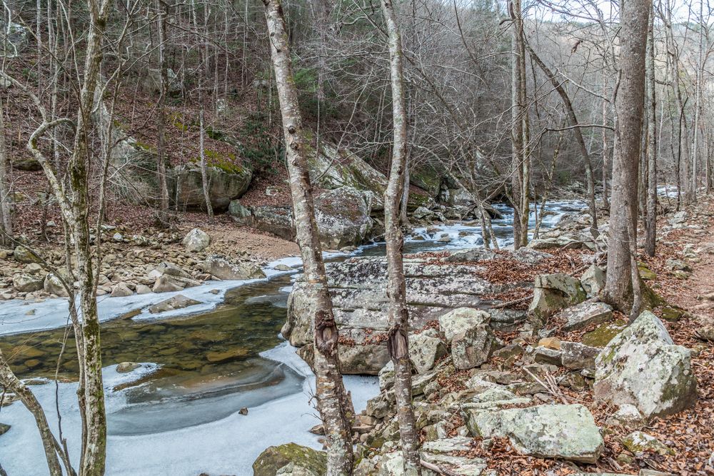 Frozen creek at Laurel Snow State Natural Area