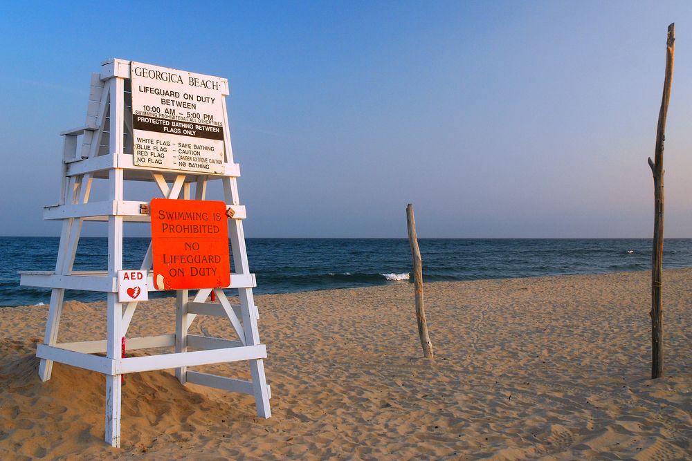 A sign at Georgica Beach's sand