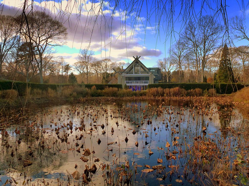 Fall foliage on LongHouse Reserve's water