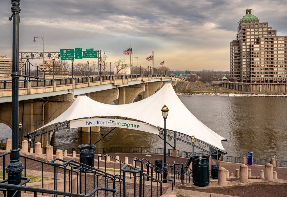 Riverfront recapture stage at Mortensen Riverfront Plaza